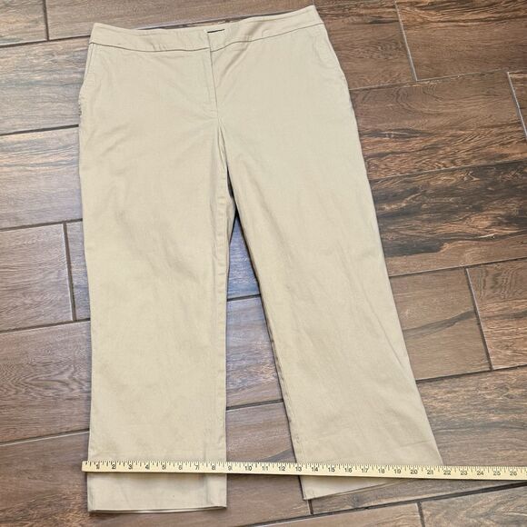Apostrophe Pants Women’s Khaki Wide Leg Lightweight Capris Stretch Sz 12 - Picture 2 of 7